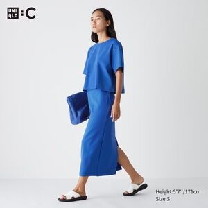 Uniqlo C (Claire Waight Keller) Blue Crepe Midi Skirt | M